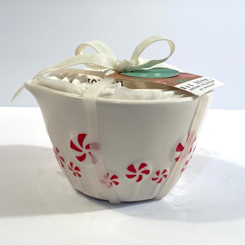 Rae Dunn Classic White + Red Peppermint Candy Suckers Ceramic Measuring Cups Set